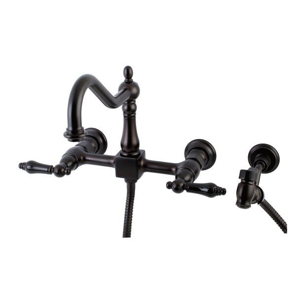 Duchess KS1245PKLBS 8" Centerset Wall Mount Kitchen Faucet with Brass Sprayer KS1245PKLBS